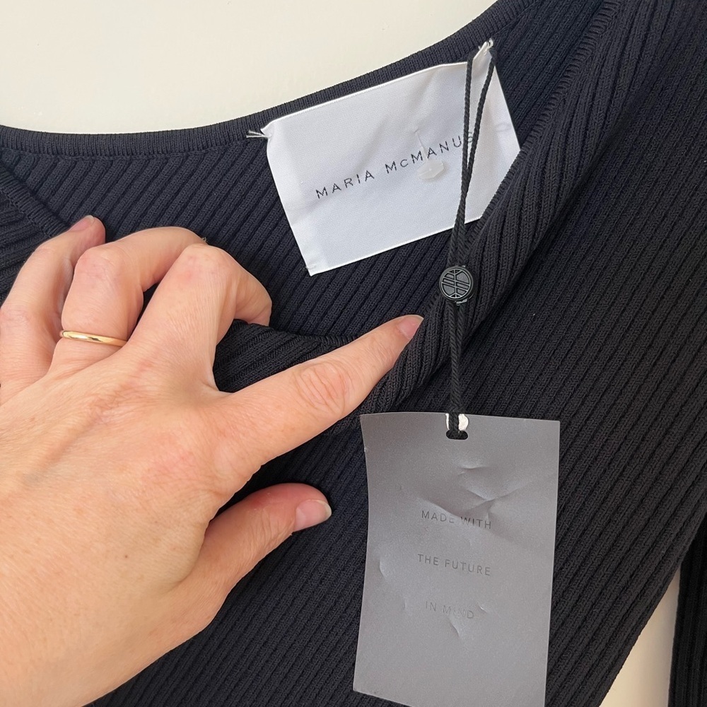 Maria McManus Black One-Shoulder Ribbed Top M - Picture 3 of 5